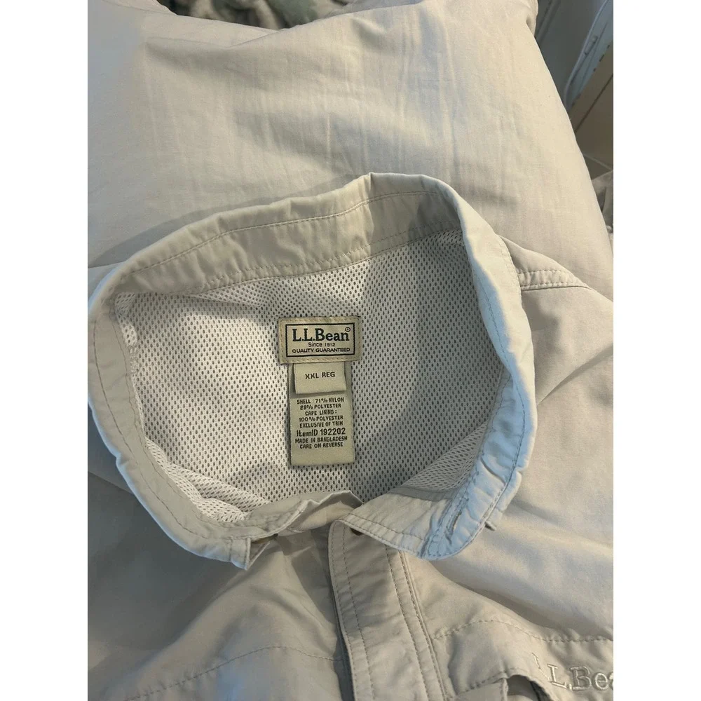 LL Bean Men's Tan‎ Long Sleeve Button Up Outdoor Fishing Shirt XXL REG